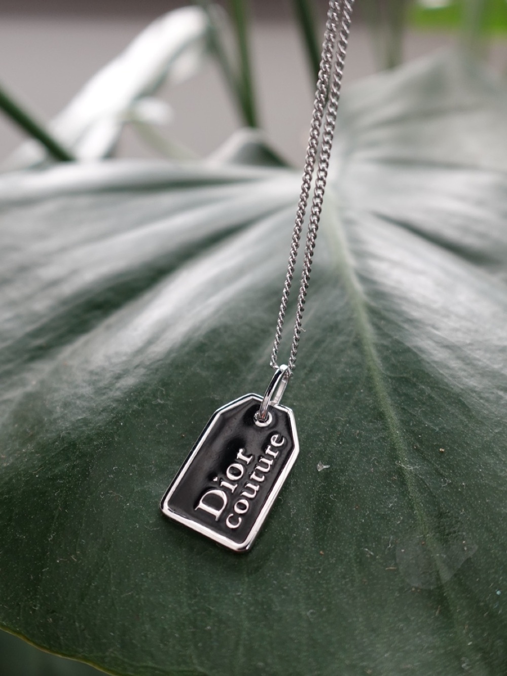 Vintage Dior Couture Silver-Tone Pendant Necklace - Black Tag